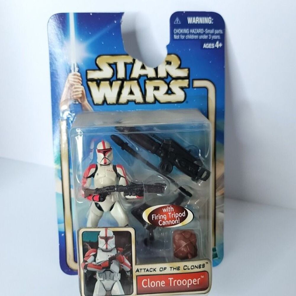 Star Wars Clone Trooper Tripod Firing Cannon Attack of The Clones Card Damage